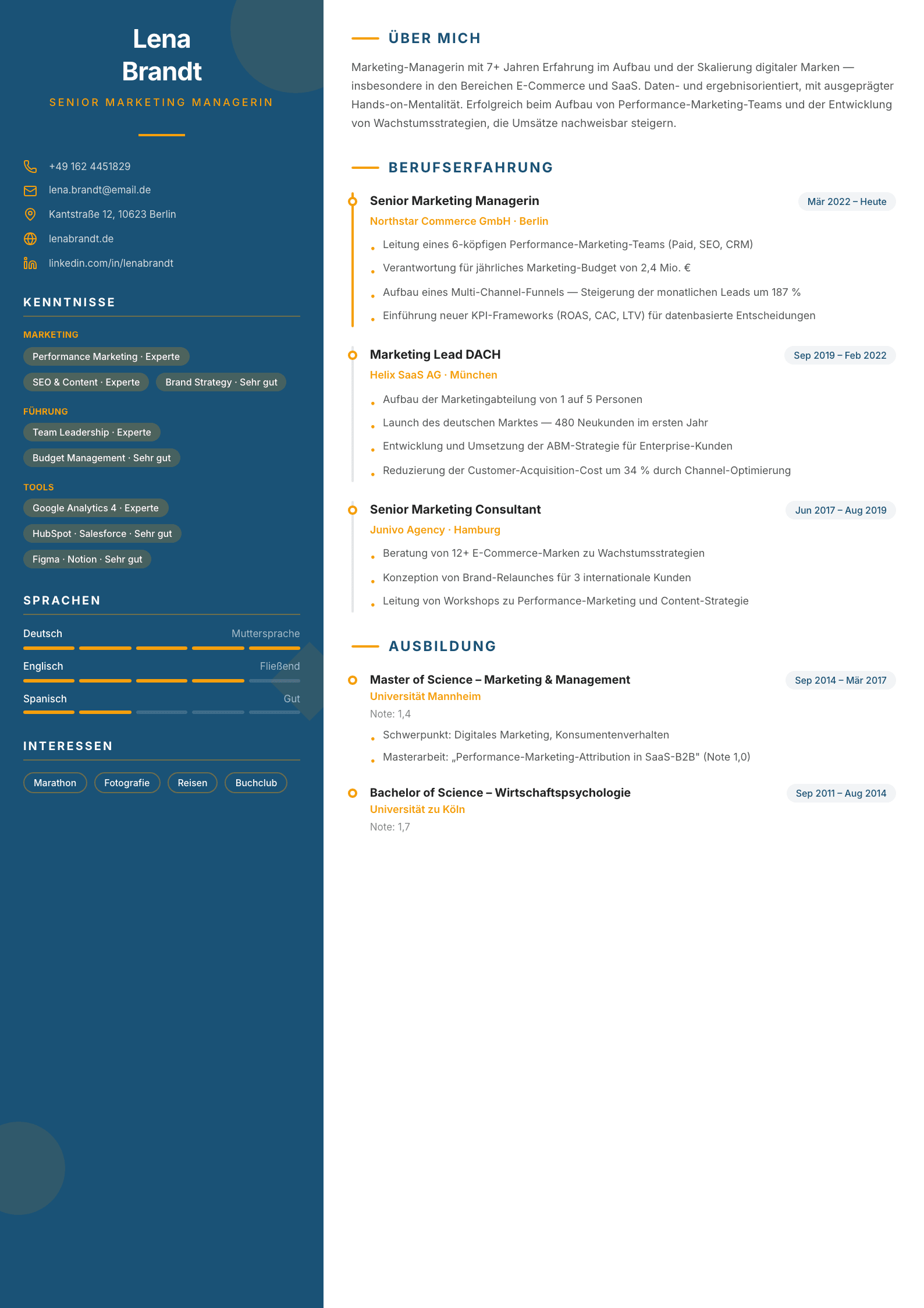 Lebenslauf-Vorlage Creative — Modern & Mutig